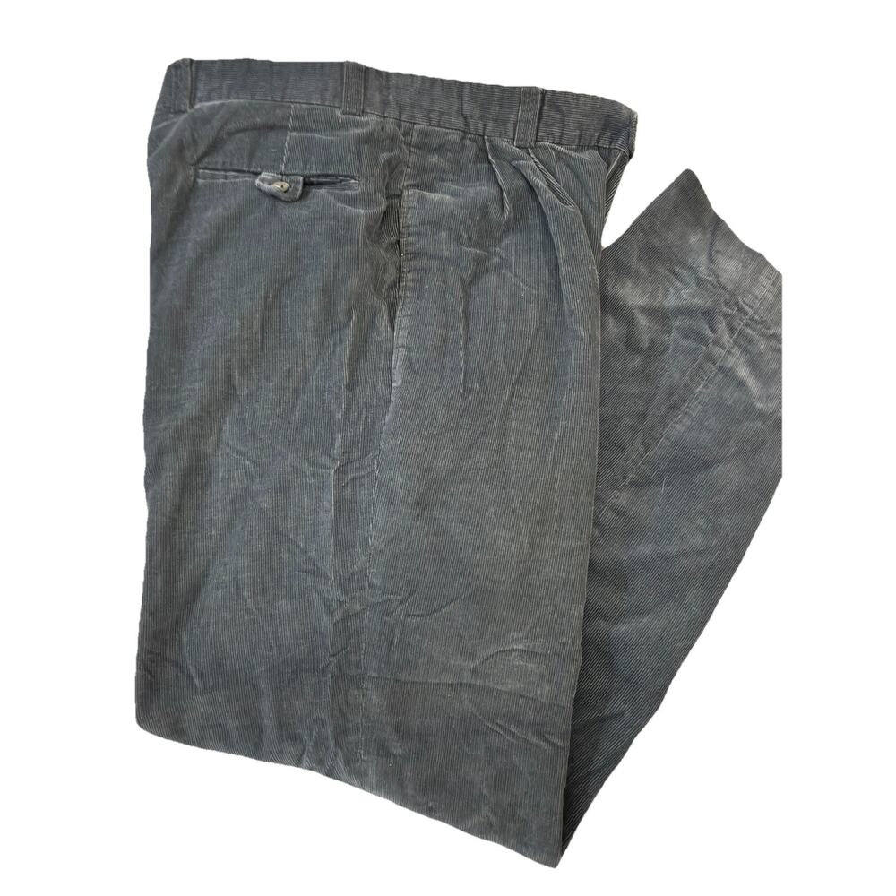 Saks Fifth Avenue Corduroy Pants Mens Size 36 Blue Pleated Trousers
